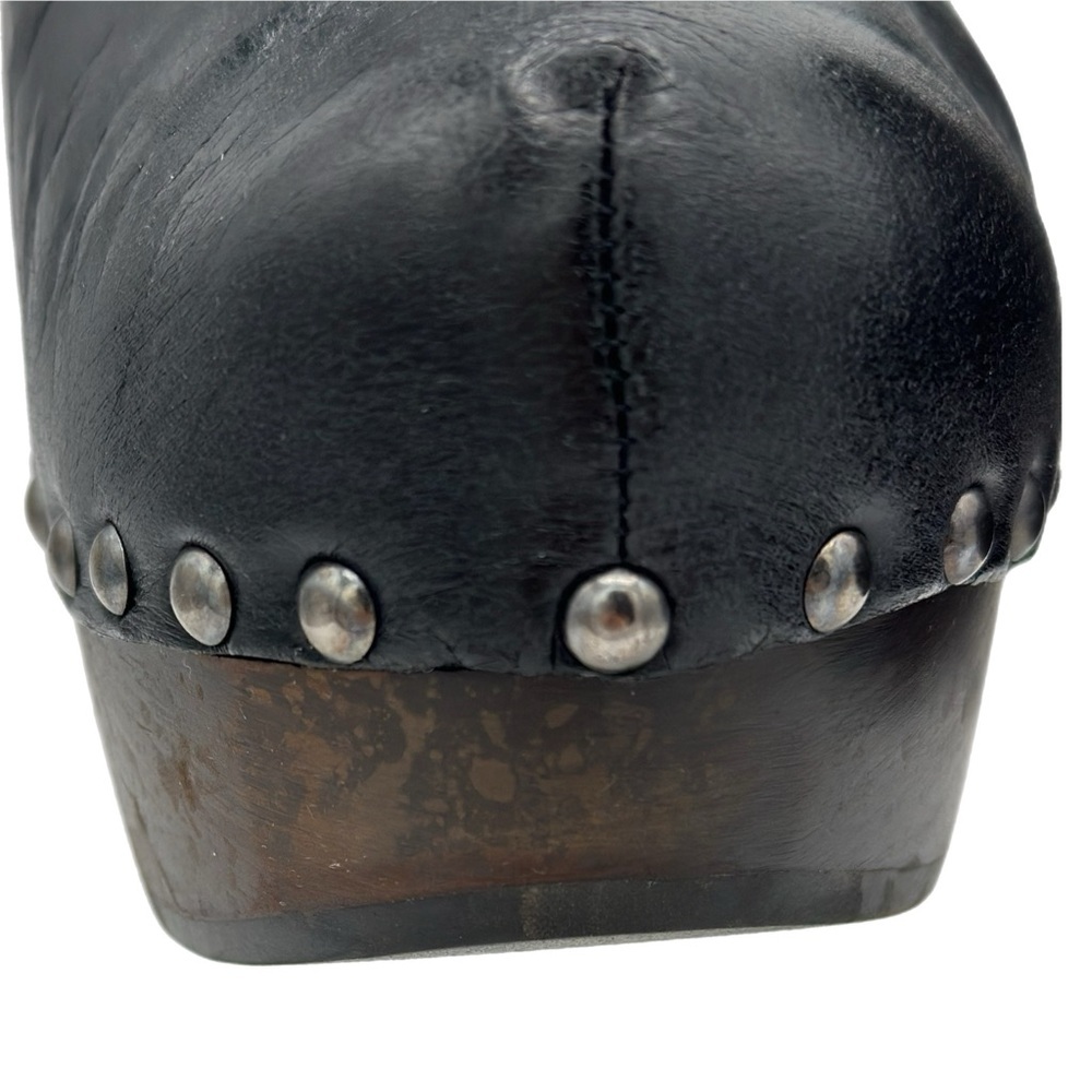 Prada Black Leather Mules with Distressed Wooden Heel – Size 39 EU - Picture 10 of 13